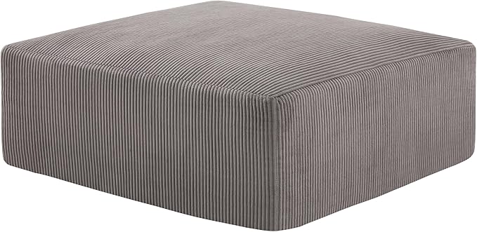 40" Square Stuffed Ottoman Pouf for Sofa Couch, Corduroy Poufs with Foam Chunk Filling, Furry & Fluffy Foot Stool Movable Ottoman. 40 * 40 Floor Poufs Foot Rest for Living Room, Grey-Ruum Studio Home