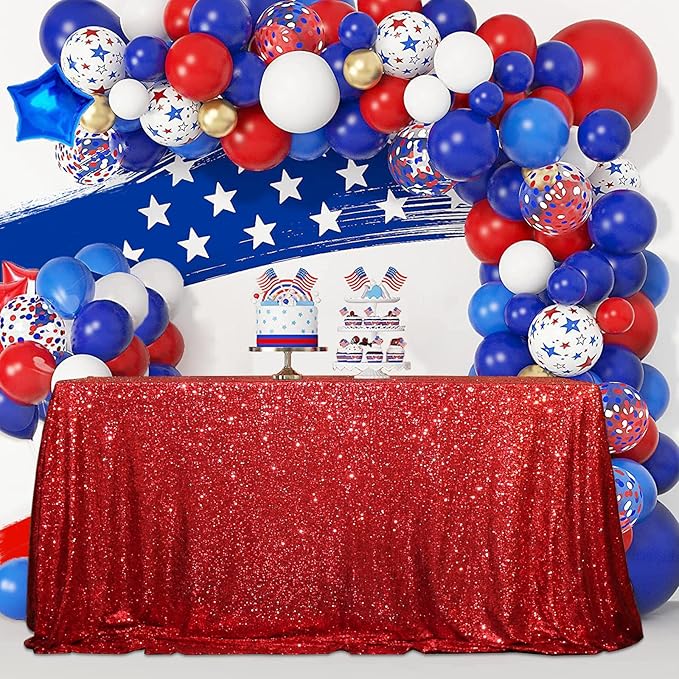 SquarePie Sequin Tablecloth 50 x 72 Inch Red Sparkly Table Linen for Wedding Party-Ruum Studio Home