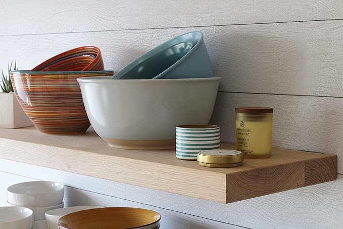 Urban Legacy Unfinished White Oak Deep Floating Shelves | Easy to Install Accent Modern Floating Shelves with Floating Shelf Brackets| Set of 2 (48" x 11" x 2")-Ruum Studio Home