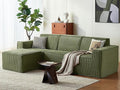 LINSY HOME Modular Sectional Sofa, 105" Boneless Couch L Shaped 3-Seat Sofa with Ottoman, Corduroy Sectional Cloud Couches for Living Room, No Assembly Required, Green-Ruum Studio Home
