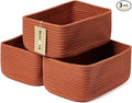 Small Storage Baskets for Organizing | Closet Organizer Bins | Shelf Toy Basket | Woven Rope Baskets | Cube Decorative Box | Shallow Basket | 11.5x7.5x4.7” | 3 Packs Oxide Red-Ruum Studio Home