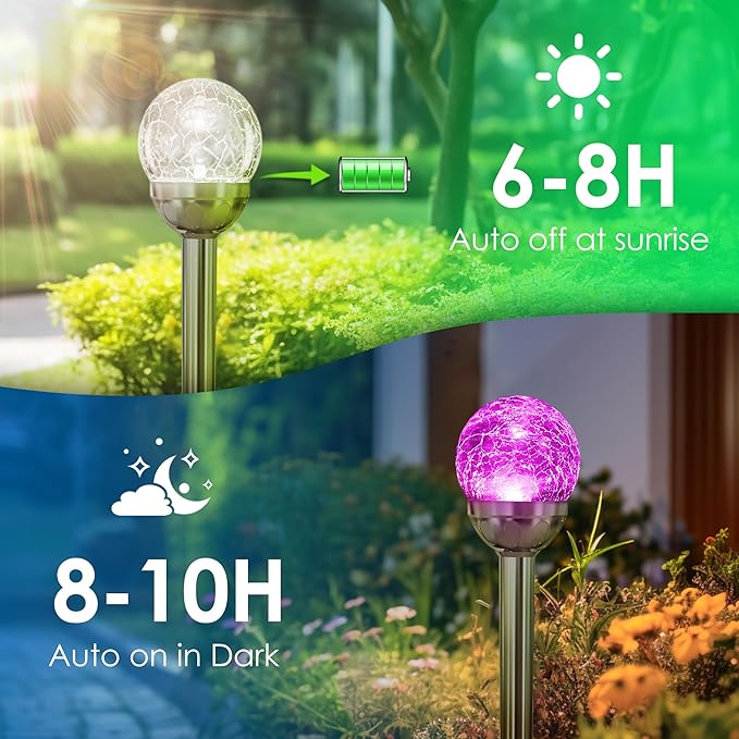SOLPEX Solar Garden Lights Outdoor, 6 Pack Multi-Color Changing&White 2 Modes Solar Powered Glass Ball Garden Lights, Waterproof for Patio Decoration-Ruum Studio Home