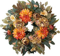 WANNA-CUL 24 Inch Spring Fall Wreaths for Front Door,Fall Wreath with Orange Hydrangea&Peony and Dahlia Flowers-Fall Decoration for Home-Large Fall Decor Door Wreath for Autumn,Harvest-Ruum Studio Home