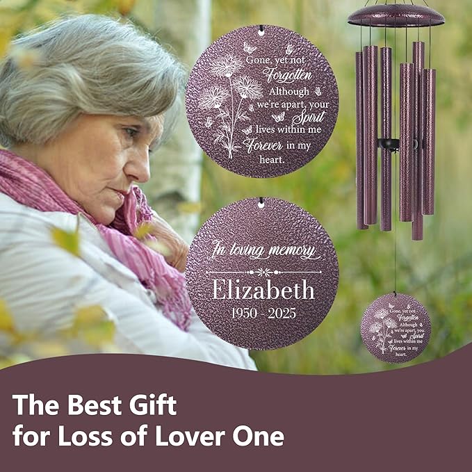 ASTARIN Engraving Wind Chimes for Loss of Loved One, Personalized Wind Chimes Memorial, Bereavement Gifts for Loss of Mother, Windchimes in Memory of a Loved One, Outside Windchime(Produced in USA)-Ruum Studio Home