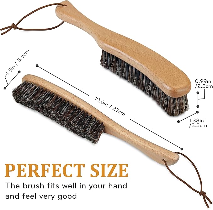 Lint Brush for Clothes with 100% Soft Horse Hair Bristle, Large Beech Wood Handle, Lint Remover for Hat, Pet Hair, Suits, Cashmere, Wool, Velvet, Suede, Shoe-Ruum Studio Home