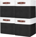 Collapsible Fabric Storage Cubes 11x11 Cube Storage Bins, 4 Pack Closet Baskets Box with Handles for Organizing, Shelf, Toys, Clothes, Home, Office, Nursery (Black&White)-Ruum Studio Home