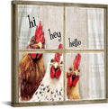 Visual Art Decor Funny Rooster Wall Art Chicken Picture Rustic Farmhouse Front Door Welcome Sign Framed 12x12 inch, Rustic Brown-Ruum Studio Home