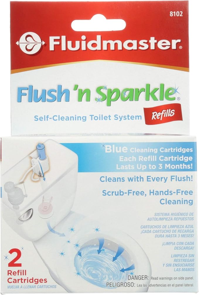 Fluidmaster 8102P8 Flush 'n Sparkle Automatic Toilet Bowl Cleaning System Refills, Blue 2-Pack, Upgraded Version-Ruum Studio Home
