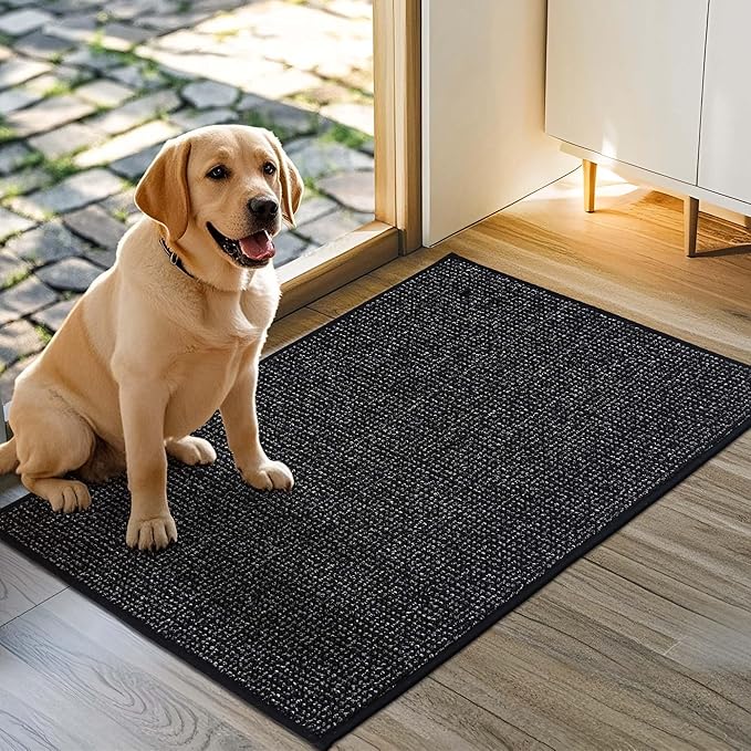 JSEI Dirt Trapper Door Mat 24"x36" Non-Slip Washable Entrance Mat, Dog Doormats, Absorbent & Fade-Resistant Floor Mats, Low Profile Welcome Mats for Entryway, Front Door, and Inside Entrance, Black-Ruum Studio Home