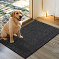 JSEI Dirt Trapper Door Mat 24"x36" Non-Slip Washable Entrance Mat, Dog Doormats, Absorbent & Fade-Resistant Floor Mats, Low Profile Welcome Mats for Entryway, Front Door, and Inside Entrance, Black-Ruum Studio Home