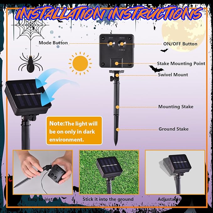 Halloween Lighted Garden Flag for Outside, Led Solar Yard Flag 8 Modes Witch Feet Shape Flag, 12x18 Double Sided Cauldron Eyeball Black Cat Decorations for Home Porch-Ruum Studio Home