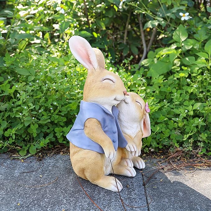 Garden Rabbit Statue Outdoor Decor Resin Funny Bunny Figurines for Outdoor Patio Lawn Yard Art Decoration Christmas Housewarming Gift-Ruum Studio Home