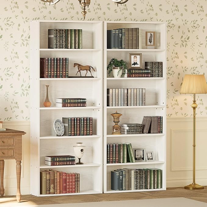 IRONCK Bookshelves and Bookcases Set of 2 Floor Standing 6 Tiers Display Storage Shelves 70 in Tall Bookcase Home Decor Furniture for Home Office, Living Room, Bed Room-Ruum Studio Home