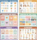Educational Preschool Placemats for Kids Set of 6 Boho Toddler Plastic Placemat Reusable Washable Children Montessori Eat Table Mat for Homeschool Nursery Kindergarten Classroom Dining Table-Ruum Studio Home