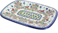 Blue Rose Polish Pottery Winter Cardinal Medium Rectangular Serving Platter-Ruum Studio Home