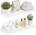Floating Shelves for Wall 24 inchs Long, 9.1” deep x 1.5” Wall Shelf for Bedroom, Bathroom, Living Room, Kitchen, Office Home Decor, Deep Wood Shelves with Invisible Brackets, Set of 2 White-Ruum Studio Home