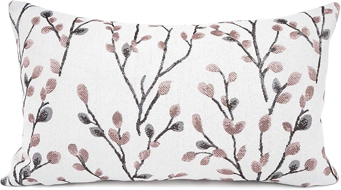 YOUR SMILE Classical Embroidery Jacquard Farmhouse Oblong Rectangle Chenille Red Leaf Decorative Throw Pillow Case,12x20 inch-Ruum Studio Home