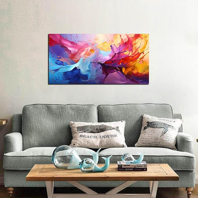 GUGIKA Abstract Wall Art for Living Room, Colorful Canvas Wall-Art for Bedroom, Print Paintings, Size 20x40 Inches-Ruum Studio Home