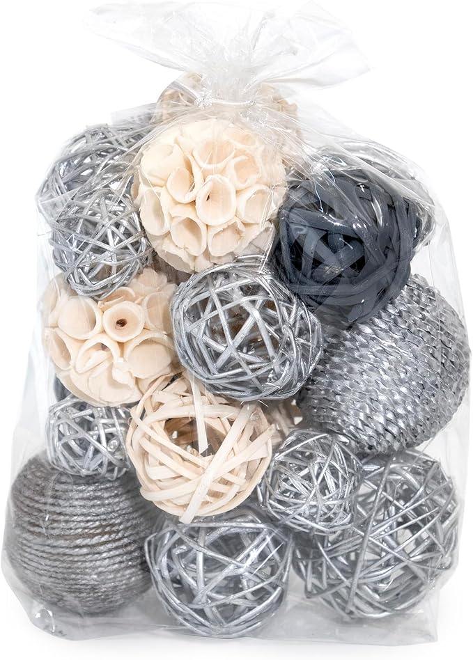 ANDALUCA Decorative Balls Bag Bowl Filler Home Decor (Silver)-Ruum Studio Home