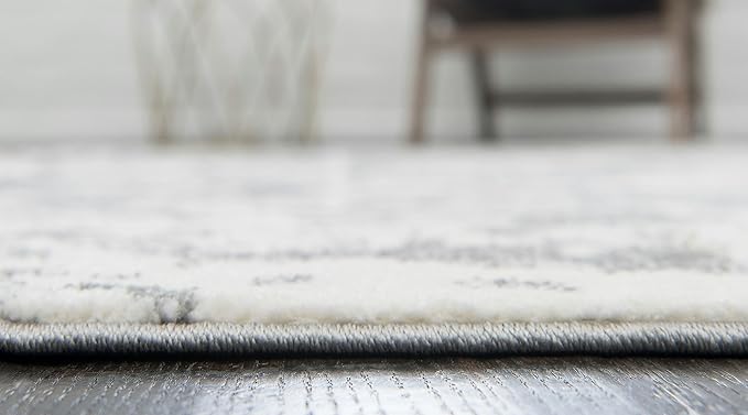 Unique Loom Rosso Collection Vintage, Geometric, Bohemian, Traditional, Distressed, Southwestern Area Rug, Rectangular 9' 0" x 12' 0", Light Gray/Ivory-Ruum Studio Home
