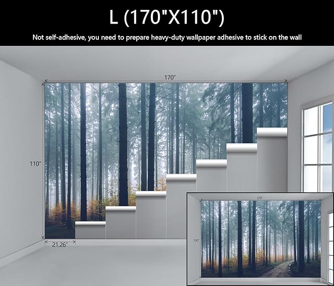 WFBHUA-Dark Forest Tree Wallpaper Mural Nursery Woodland Natural Landscapes Wall Murals for Bedroom Living Room(Not Peel and Stick)-Ruum Studio Home