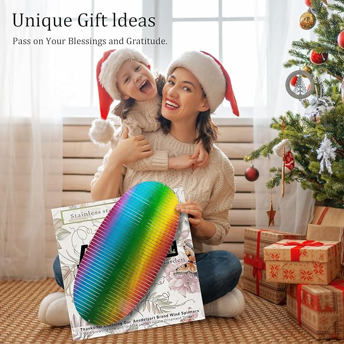 Wind Spinner Rainbow Wave Wind Spinners for Yard and Garden,15in Hanging Kinetic Yard Art Wind Sculpture,3D Wind Spinners Outdoor & Indoor Rainbow Helix Garden Decor Christmas Ornaments-Ruum Studio Home