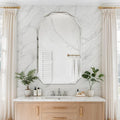 Bathroom Mirror for Wall, 30" x 48" Arched Mirror, Bathroom Vanity Mirror, Beveled Edge Frameless Wall Mount Vanity Mirrors, Wall Mirrors Decorative, Irregular Beveled Edge Mirror-Ruum Studio Home