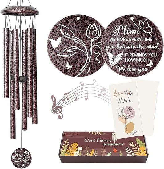 Gifts for Mimi, 25''Wind Chimes, Birthday Gift for Mimi from Grandkids, Mothers Day, Thanksgiving, Christmas Day Gifts Ideas for Love Rreminder-Ruum Studio Home