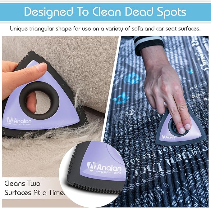Analan Mini Pet Hair Remover for Car Detailing Supplies, Carpet Dog Hair Remover for Car Interior, Triangle Dog Hair Remover for Auto Detailing, Couch, Furniture, Lint, Carpet(Purple)-Ruum Studio Home