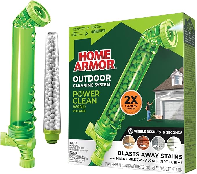 Home Armor Power Clean Wand, Outdoor Cleaning System, Blasts Away Stains from Mold, Mildew, Algae, Dirt and Grime for Visible Results in Seconds, No Scrubbing Required, Reusable-Ruum Studio Home