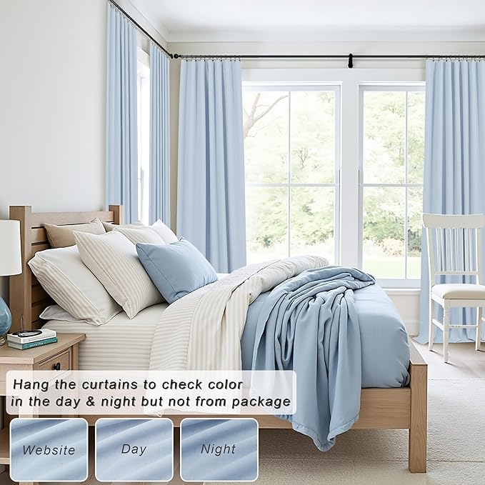 DANCURTON 108 Inch Curtains 2 Panel Set Light Blue Linen Floor to Ceiling Darkening Extra Long Living Room Curtains 108 Inches Long Insulated Thermal Drapes for Summer Heat Blocking Patio Sliding Door-Ruum Studio Home