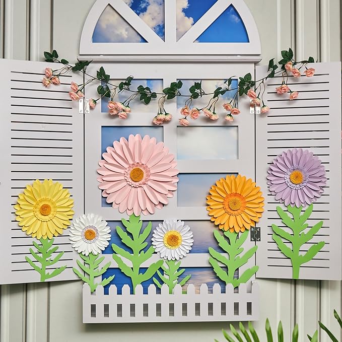 3D Paper Flowers Decorations for Wall, Large Daisy Paper Flowers for Bulletin Board, Wedding, Baby Shower, Tea Party, Classroom, Bedroom Decor-Ruum Studio Home