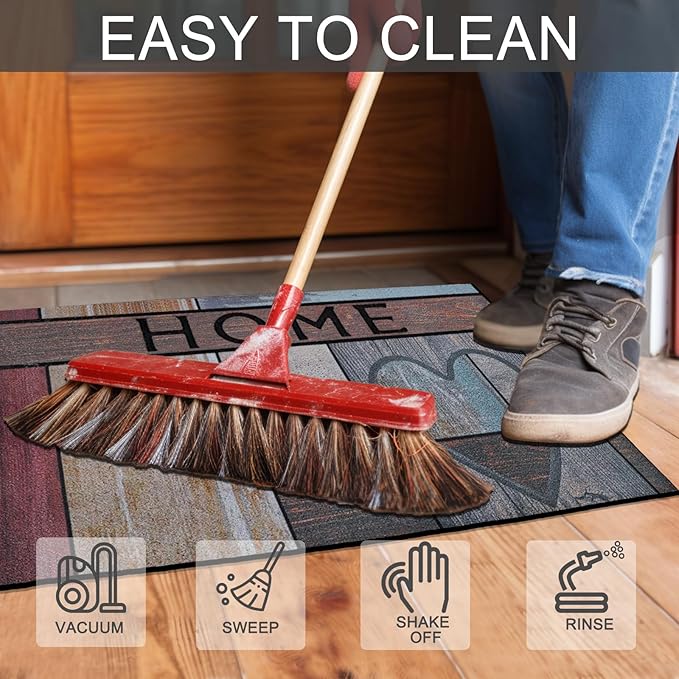 CHICHIC Welcome Door Mat 18x 30 Inch Front Doormat Outdoors for Home Entrance Outdoors Mat for Outside Entry Way Doormat Entry Rugs, Heavy Duty Non Slip Rubber Back Low Profile, Heart-Ruum Studio Home