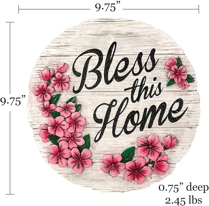 Spoontiques - Garden Décor - Bless This Home Stepping Stone - Decorative Stone for Garden-Ruum Studio Home