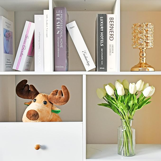 Mandy's Artificial Tulips 20 Stems Cream PU Faux Flowers for Wedding Home Decor 13.5 Inch-Ruum Studio Home