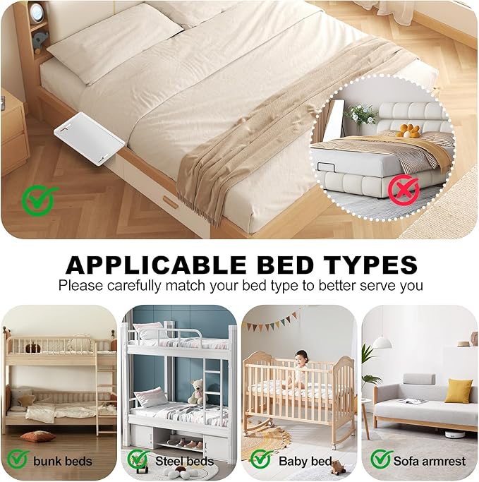 Bedside Shelf for Bunk & Loft Beds,College Dorm Room and Kids Room Essentials,Bed Side Table Tray Organizer,Clip On Nightstand,White-Ruum Studio Home