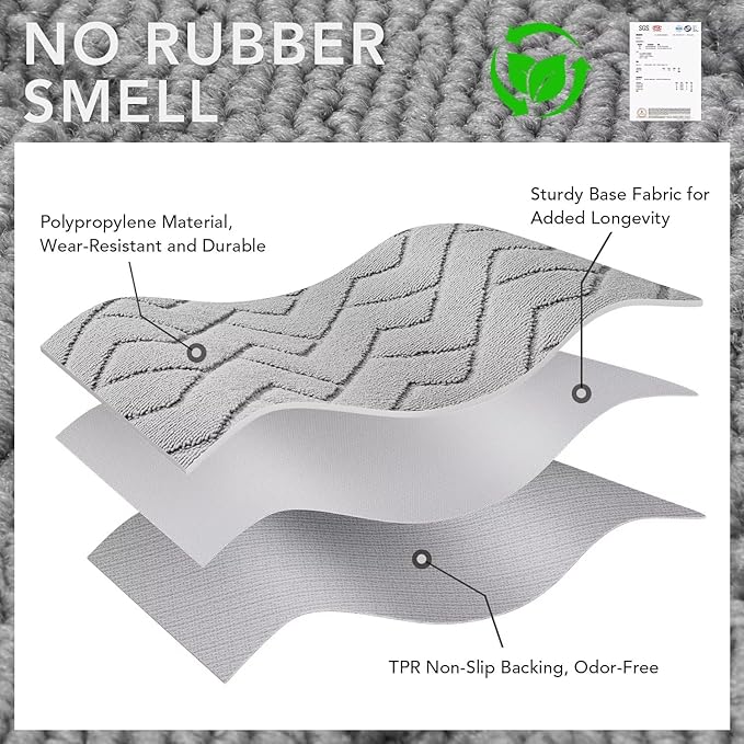 hicorfe Indoor Doormat,Front Back Door Mat TPR Backing Non Slip Mats 20"x31.5" Absorbent Resist Dirt Entrance Doormat Inside Floor for Entryway Washable Low-Profile(Light Grey)-Ruum Studio Home