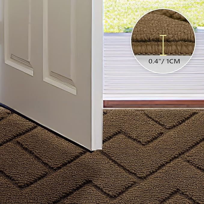 hicorfe Front Door Mat Outside Entrance,24"x35" Absorbent Muddy Dirt Resist Welcome Door Mats Outdoor Indoor,Stain and Fade Resistant,Non Slip Backing Entry Mat Doormat for Entryway (Dark Brown)-Ruum Studio Home