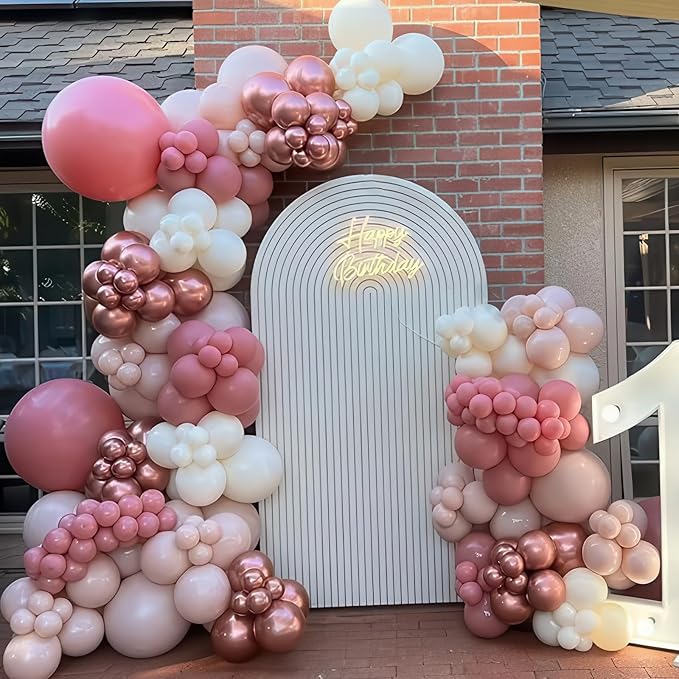 Dusty Pink Balloons 12 Inch Blush Pastel Light Baby Pink and White Latex Party Balloon with Clear Balloons for Women Girls Boho Birthday Wedding Baby Bridal Shower Anniversary Party Decoration-Ruum Studio Home