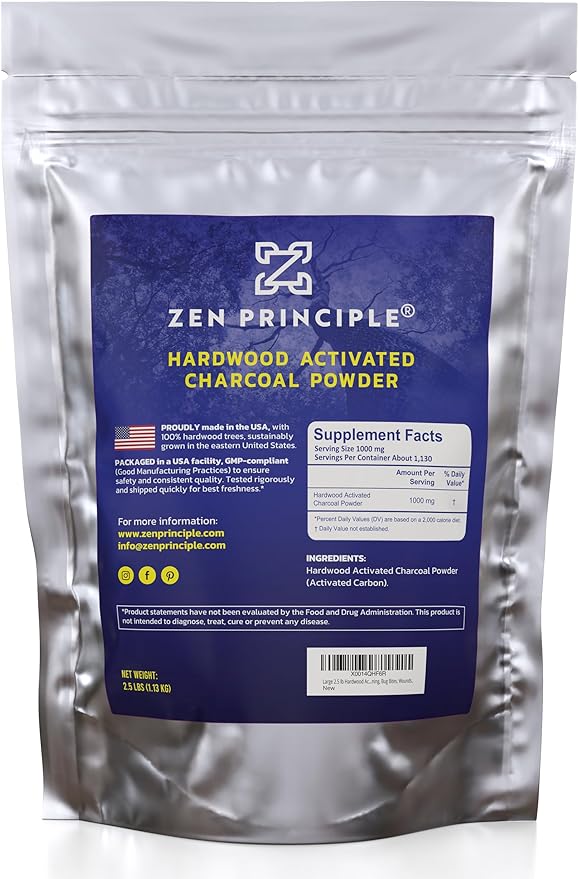 Large 2.5 lb Hardwood Activated Charcoal Powder 100 Percent from USA Trees. All Natural. Whitens Teeth, Rejuvenates Skin and Hair, Supports Better Digestion!-Ruum Studio Home