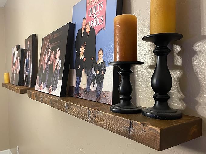joelsantiques Floating Shelf, Wood Wall Shelf, Natural Wooden Home Decor for Bathroom Kitchen Bedroom, Hanging Mounted Invisible Bracket (Medium Brown, 7" Deep x 48" Wide)-Ruum Studio Home