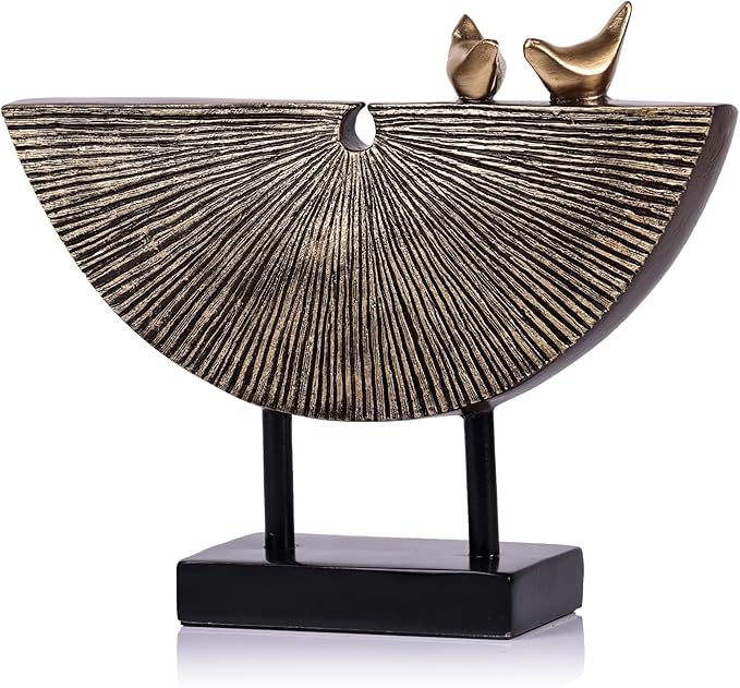 Vintage Gold Home Decor Statue, Unique Round Textured Art Sculpture for Home Interior Accent Decor, Entryway, TV Cabinet, Office Decor, Shelf Decor Aesthetics (Vintage Gold)-Ruum Studio Home