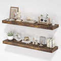 Floating Shelves for Wall, 40"W x 8"D x 1.5"H, Wooden Wall Mounted Display Shelves with Invisible Brackets for Living Room, Bedroom, Bathroom, Kitchen Decor and Storage, Set of 2, Rustic Brown-Ruum Studio Home