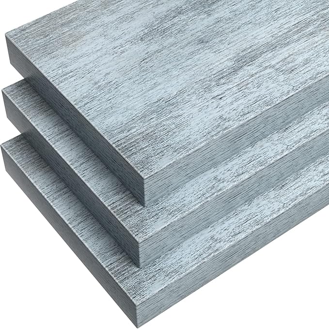 Sorbus Floating Shelves - 3 Pack 16 Inch Rustic Blue Wall Shelves for Bedroom, Kitchen, Living Room, Bathroom Shelves, Home Decor, Office - Floating Shelf for Trophies, Books, Frames, Toilet Paper-Ruum Studio Home