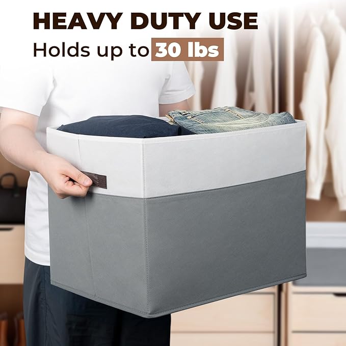 Criusia Extra Large Storage Bins 4 Pack - 16x12in Closet Organizers and Storage Baskets for Organizing Clothes Toy Blanket - Fabric Storage Cubes Containers for Shelves - All Room Organization-Ruum Studio Home
