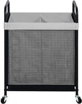 STO STO Laundry Hamper 2 Section, 100L Rolling Laundry Sorter Cart with Removable and Washable Liner Bag, Rolling Clothes Hamper with Metal Handle for Laundry Room and Bedroom, Gray-Ruum Studio Home