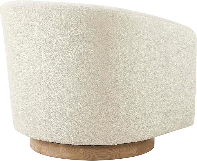 CHITA Swivel Accent Chair, FSC Certified Upholstered Fabric Barrel Chair for Living Room, Fully Assembled, Cream-Ruum Studio Home