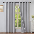Blackout Curtains 72 Inch Length 2 Panels Set, 100% Black Out Textured Thermal Curtains, Grommet Light Blocking Drapes for Living Room Bedroom Luxury Decor(52W × 72L inch, Greyish White)-Ruum Studio Home