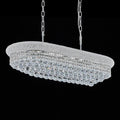 Rectangular Crystal Chandeliers for Dining Room,10 Lights Adjustable Height Oval Crystal Ceiling Light Fixture for Kitchen Island, Chrome Finish, L36''-Ruum Studio Home