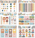 Educational Preschool Kids Placemats Set of 6 Boho Toddler Montessori Plastic Table Mats Non Slip Reusable Kids Place Mats Washable Table Decoration for Indoor Outdoor Party Kitchen Dining-Ruum Studio Home